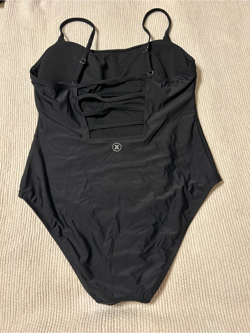 Hurley Black Ladder-Front One-Piece Swimsuit